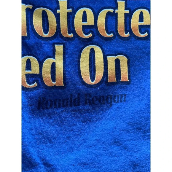 Freedom Mens T Shirt Sz XL Ronald Reagan Eagle Flag USA Patriotic America Blue - Picture 7 of 10